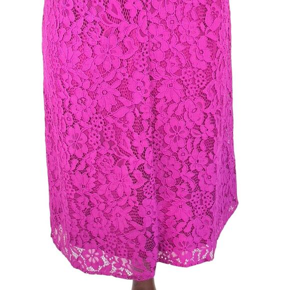 NINE WEST LACE SLEEVELESS CREWNECK SHIFT DRESS IN MAGENTA WOMEN'S SIZE 8 - Picture 6 of 16